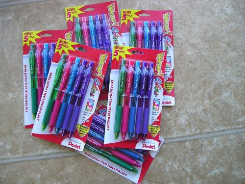 Lot of pentel wow! colors retractable ball point (6 pack) 30 pens assorted ink m for sale