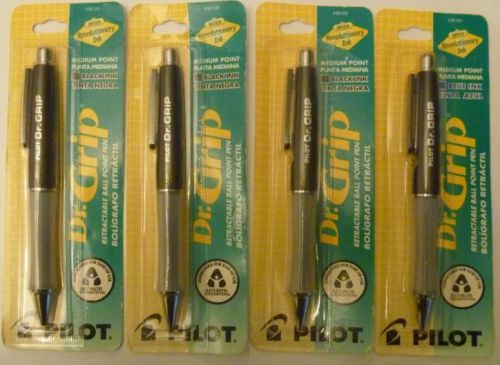 Pilot Dr. Grip Retractable Ballpoint Pens 3 Black Ink #36100, 1 Blue Ink #36101