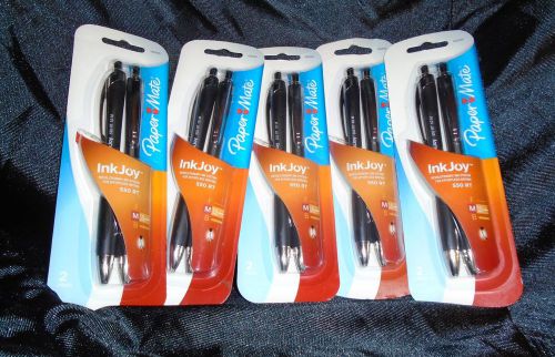 Lot Of 5 New Papermate InkJoy 550RT Ball Point 10 Pens Black 1803505 Medium 1.0