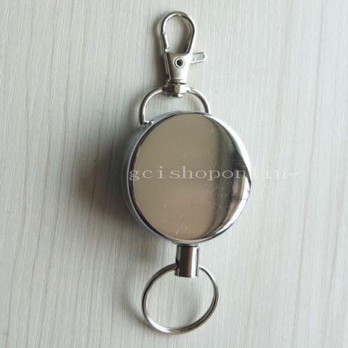 One Retractable key ring reel chain for carabiner clip lanyard 4CM Metal Rope