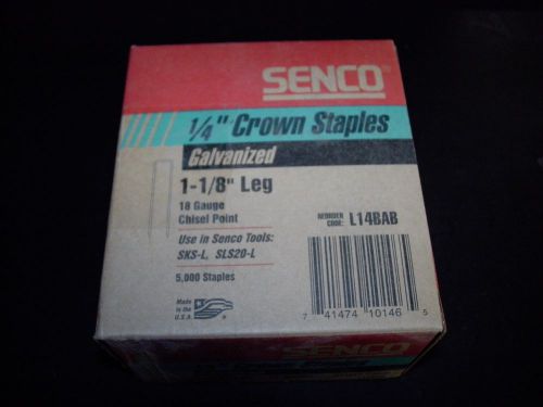 SENCO 18-Gauge 1/4&#034; x 1-1/8&#034; Galvanized Staples(5,000pk) L14BAB NEW