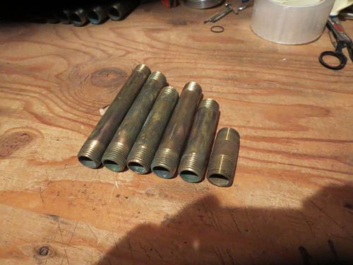 1/2&#034; brass nipples assortment, red brass grade A lot of 6, nos as salvage