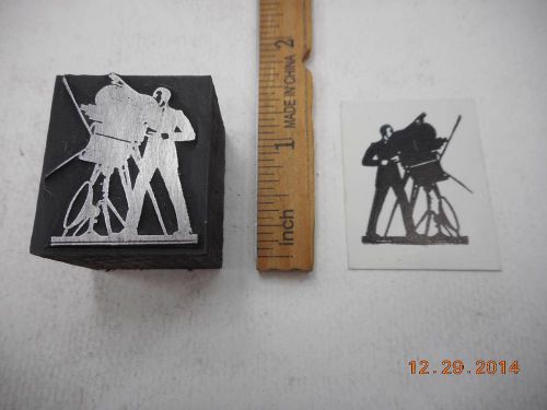 Letterpress Printing Printers Block, Movie Director aims Camera w Spotlight