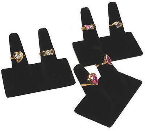 3-2 FINGER RING DISPLAY BLACK VELVET SHOWCASE JEWELRY