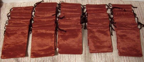 30 drawstring jewelry pouches, reddish grosgrain rayon, 5 1/4 &#034; x 3 3/4 &#034;