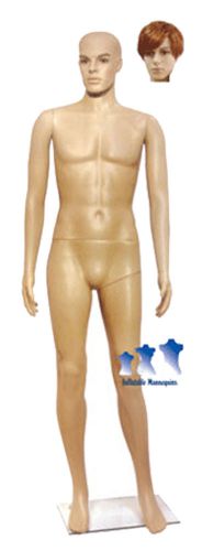 Male Mannequin, Fleshtone Plastic w/ Base &amp; Wig