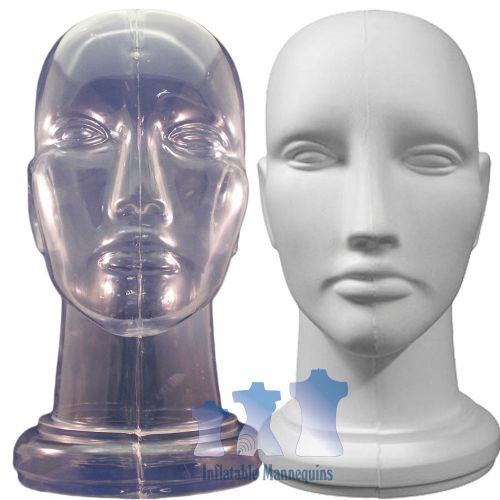 Scratch and dent:unisex head, hard plastic white and clear for sale