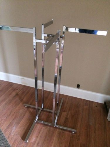 Heavy Duty Chrome Adjustable Retail Clothes Racks 4 Tier  48&#034;