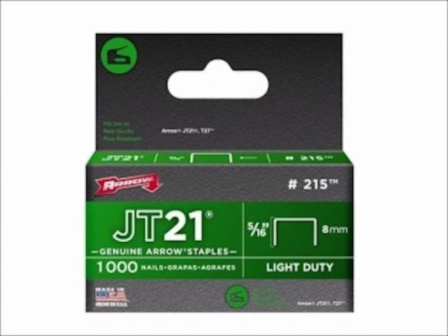 Arrow jt21 #215 jt21 staples 5/16&#034; 8mm flat crown pack 1000 staples x 1 for sale