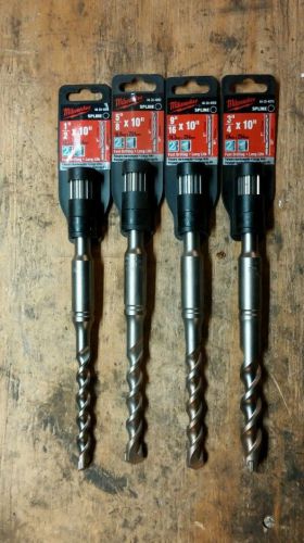 Lot of 4 Milwaukee spline drive concrete drill bits