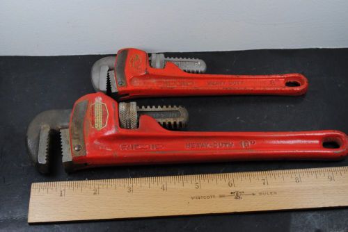 Two ridgid pipe wrenches 8&#034; &amp; 10&#034; for sale