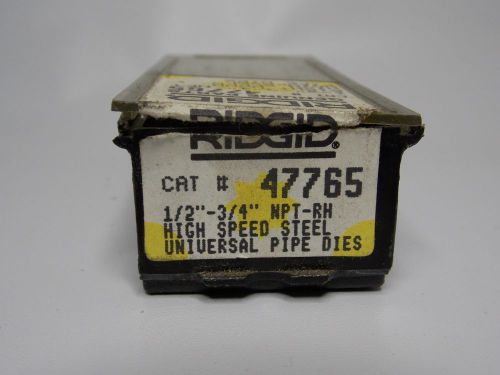 RIDGID 47765 1/2&#034;-3/4&#034; NPT THREADING DIES RH HS FOR UNIVERSAL HEADS NEW OPEN BOX