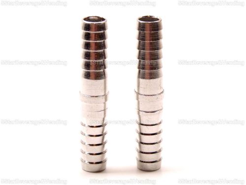 (2) food grade stainless steel 1/4&#034; x 1/4&#034; barb hose adapter coupler splicer for sale