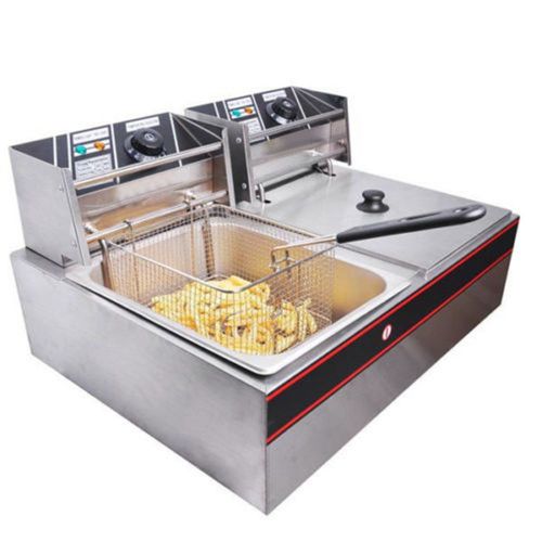 Dual Tank Deep Fryer Stainless Kitchen/Restaurant Countertop Frypot 12L 5000W