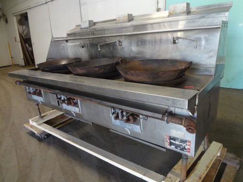 Heavy duty commercial &#034; york &#034; 92&#034;w   s.s.  3 jet burner chamber wok station for sale