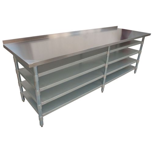 2438 x 762mm NEW KITCHEN FOOD WORK BENCH TABLE + 4 GALVANISED STEEL UNDER SHELF