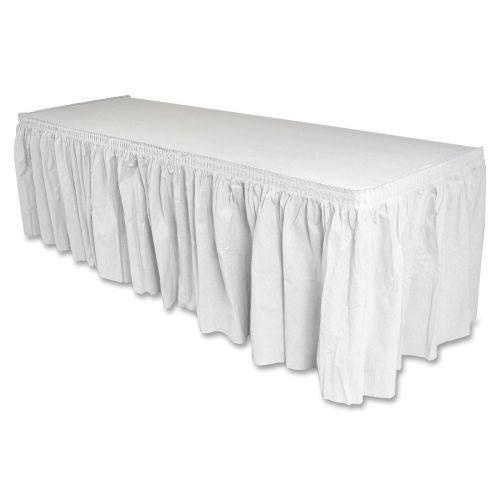 Genuine joe linen-like table skirts  - 1each - linen, polyester - white for sale