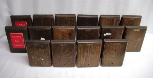 Lot of 16 wooden hand crafted table tents 10&#034; triangle shape medium dark tone for sale