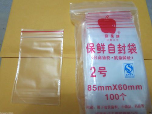 Wholesale 100pcs 2 # PLASTIC ZIP LOCK BAG 85X60MM