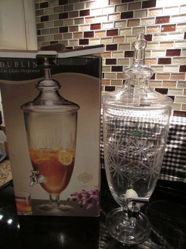 New Dublin Cut  Glass Beverage Dispenser  Shannon Hand Cut  by Godinger