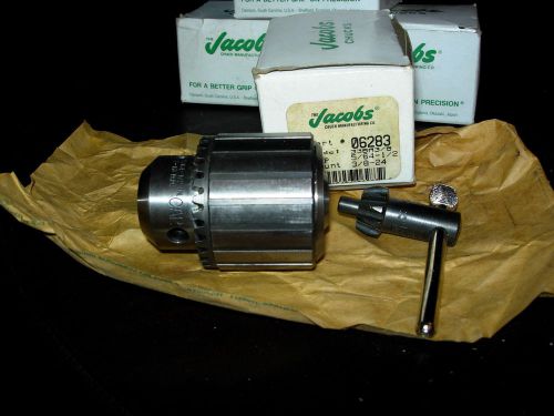 NEW JACOBS DRILL CHUCK W/ KEY PART #06283 MOUNT 3/8-24,CAP 5/64-1/2,MOD.33BA3/8