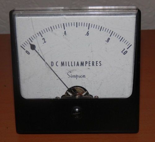 Vintage Simpson Model 27 Panel Meter  0-1 DC Milliamperes Rare