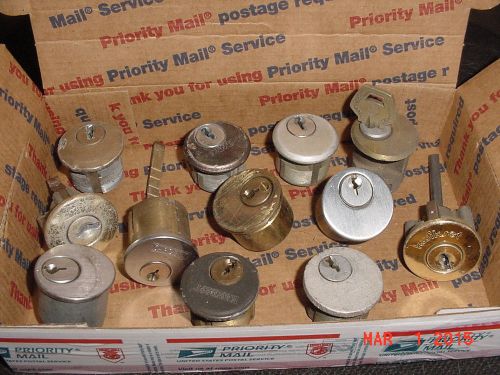 B locksmith lot of 12 (1 dozen) cylinders used mortise kik db knob locks keys for sale