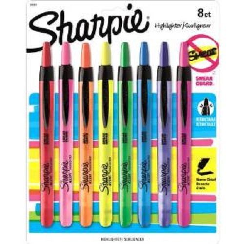 Sharpie Accent Retractable Highlighters, Assorted, Fine Point, 8/Pack