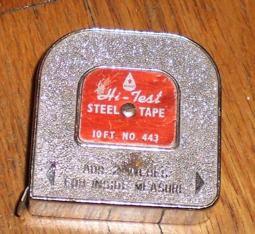 Vintage hi-test steel tape measure 10&#039;  no 443 for sale