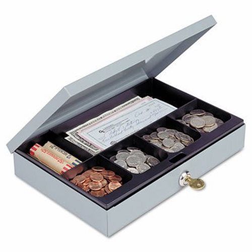 Steelmaster Steel Cash Box w/6 Compartments, Key Lock, Gray (MMF221618001)