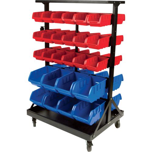 Performance Tool Double Sided Rolling Storage Rack -52 Bins #W5183