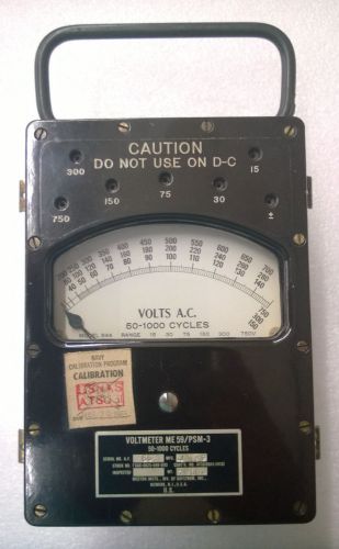 ~ * VINTAGE 1965  * ~ VOLTMETER ~ ME 59/PSM-3 ~ ( 50 - 1000 CYCLES ) AN/PSM-3