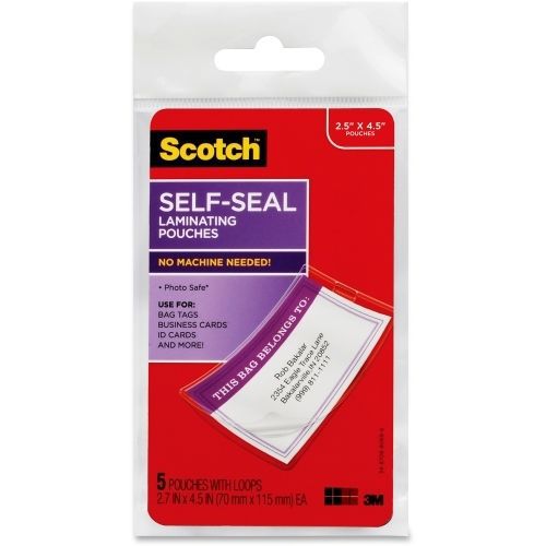 3M Scotch Self Laminating Luggage Tag Protectors - 5/Pack - MMMLS8535G