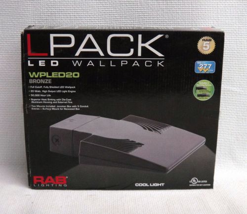 NIB Rab Lighting LPack LED Wallpack WPLED20 Bronze Cool Light Outdoor Fixture