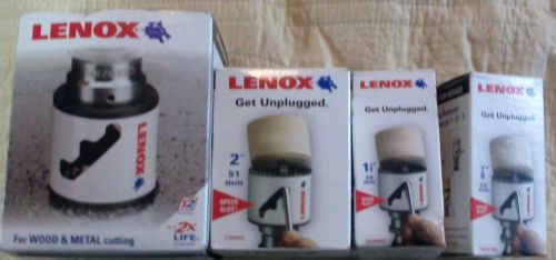 NEW LOT OF 4 LENOX HOLE SAW 2 1/2&#034;, 2&#034;,  1 1/8&#034;,  7/8&#034;