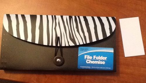 plastic File Folder Zebra and Black 6 Pocket New Expandable