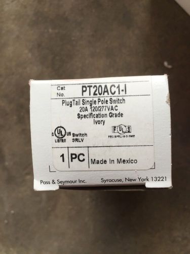 PASS &amp; SEYMOUR  P&amp;S  PT20AC1-I  SINGLE POLE SWITCH QTY OF TWO!!!