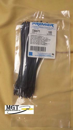 Premier TIE WRAPS BLACK  8&#034;  - PKG OF 100, NEW