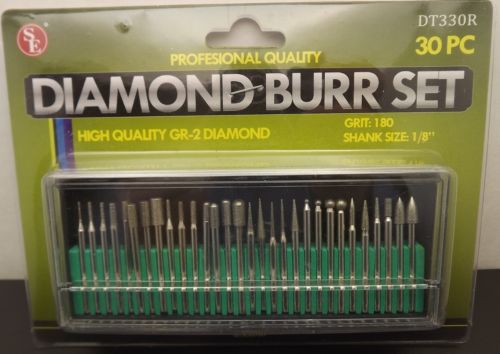 30 PIECES diamond burr set 1/8&#034; shank shapes 180 grit