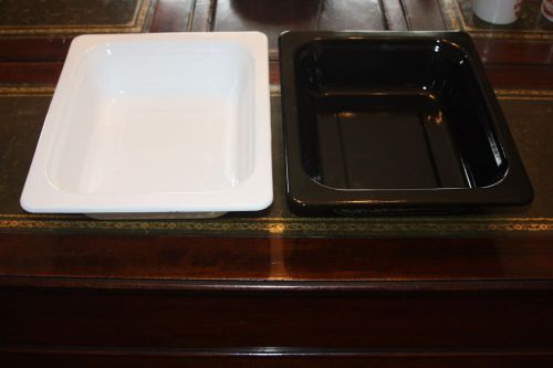 Two Bon Chef 4 Qt Chafer Food Pans, Black &amp; White EUC