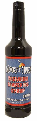 Cherry Snow Cone Syrup - Made with PURE CANE SUGAR - Monkey Juice Brand