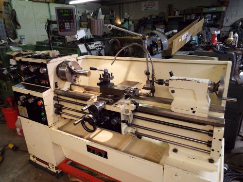 Jet gh-1340w-3 geared head engine lathe w/ newall dro, follow rest. bison settru for sale