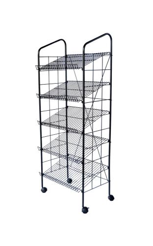 24.0&#034; x 63.0&#034; x 15.0&#034; 24&#034;w bakery display rack w/ wheels, 5 wire gravity shelves for sale