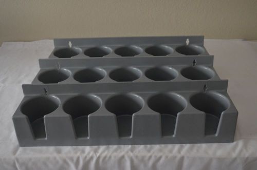 LOT OF 3 SUPREMETAL 23 INCH PLASTIC THICK RAIL RACK 5 SLOT BOTTLE HOLDER