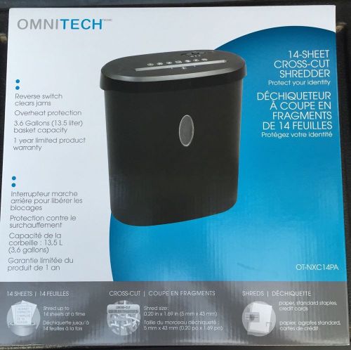 BRAND NEW SEALED OMNITECH 14 SHEET CROSS-CUT PAPER SHREDDER