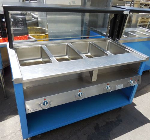 Commercial Heated Serve Station, Thurmaduke TEHF60&#034; 4 Wells Over Shelf, Electric