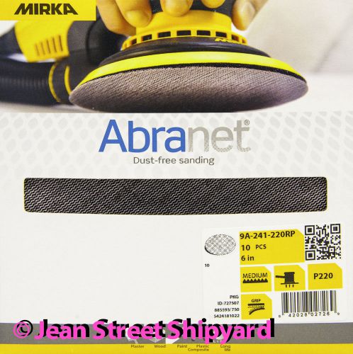 10 pk mirka abranet 6 in grip mesh dust free sanding disc 9a-241-220rp 220 grit for sale