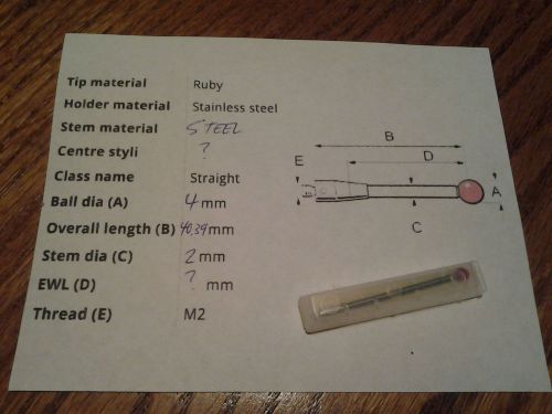 Renishaw Styli, 4.0mm Ruby Ball, 40mm Length, for TP2, TP20 and TP200 CMM Probes