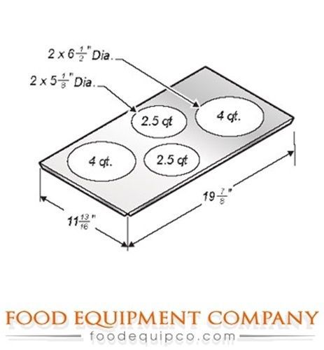 Wells 20434 Adapter Top converts 12&#034; x 20&#034; square corner warmer to hold (2)...