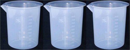 Polypropylene plastic beaker - 2000 ml plastic opaque - pack of three for sale